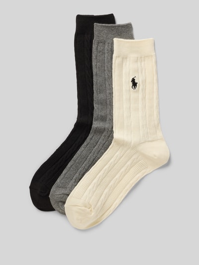 Polo Ralph Lauren Socken mit Zopfmuster im 3er-Pack Black 1