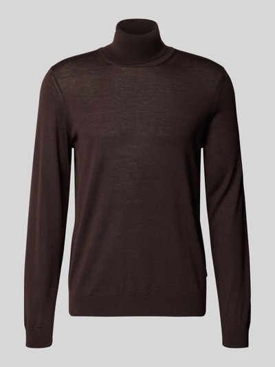 BOSS Regular fit coltrui van pure scheerwol, model 'MUSSO' Donkerbruin - 2