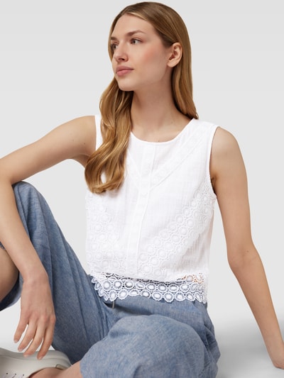 Apricot Blusenshirt mit Spitzenbesatz Offwhite 3