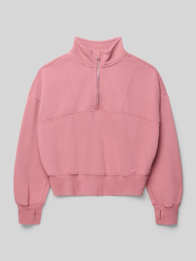 Produktfoto, Sweatshirt mit Stehkragen und Reißverschluss von Abercrombie&Fitch in Rosa, Baumwoll-Mix, Relaxed-Fit, glatte Textur