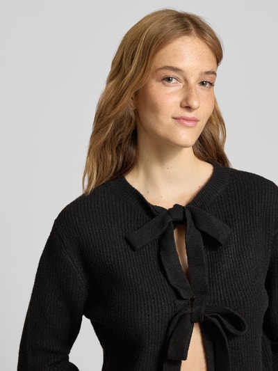 Pieces Regular Fit Strickjacke mit Woll-Anteil Modell 'SILLY' BLACK 3