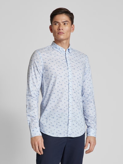 Scotch & Soda Slim fit vrijetijdsoverhemd met all-over print Lichtblauw - 4