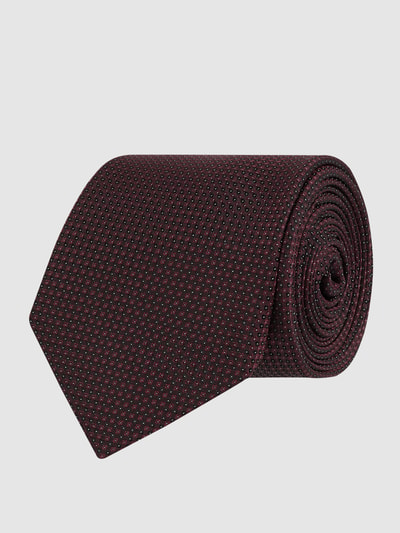 Jake*s Slim Fit Stropdas van zijde met fijn all-over motief Bordeaux - 1