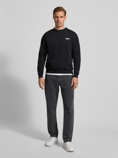 WOODBIRD Sweatshirt met labelprint, model 'Cane' Zwart - 1