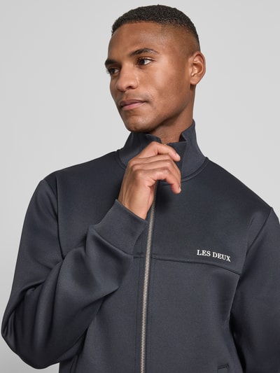 Les Deux Sweatjack met labelprint, model 'Ballier' Marineblauw - 3