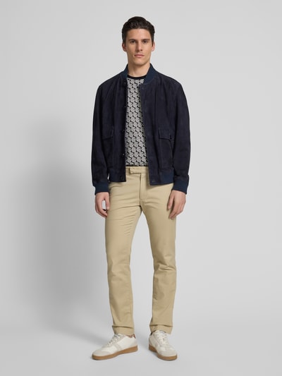 Christian Berg Men T-Shirt mit geripptem Rundhalsausschnitt Stein 1