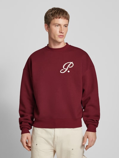 PROHIBITED Gebreide pullover met ribboorden, model 'Soho' Bordeaux - 4