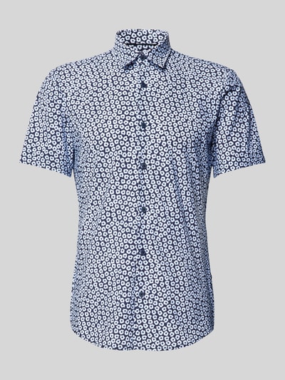 BOSS Slim fit vrijetijdsoverhemd met all-over motief, model 'Roan' Marineblauw - 2