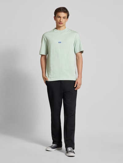 Hugo Blue T-shirt met labelpatch, model 'Nieros' Mintgroen - 1