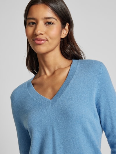 Christian Berg Woman Gebreide pullover met ribboorden Rookblauw - 3