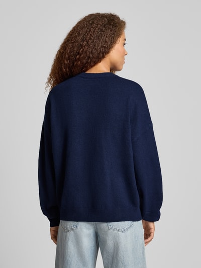 Review Oversized gebreide pullover met ronde hals Marineblauw gemêleerd - 5