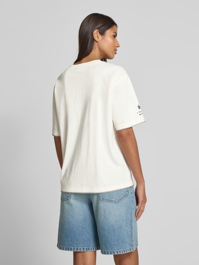 Jake*s Casual T-shirt z prążkowanym okrągłym dekoltem Złamany biały 5