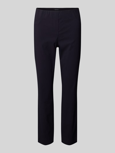 Produktfoto, Caprihose aus Viskose-Mix Modell 'Igor3' von STEHMANN in Dunkelblau, Slim-Fit, Stretch-Anteil, glatte Struktur, elastischer Bund, Damen, Bundweite 38 cm, Innenbeinlänge 69 cm bei Größe 36