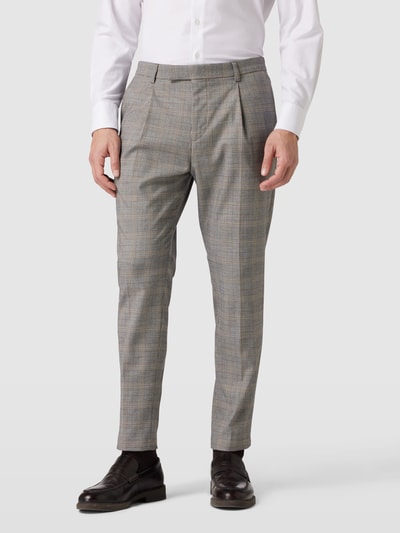 Cinque Spodnie do garnituru o kroju slim fit ze wzorem w kratę glencheck model ‘Salto’ Szarobrązowy 4