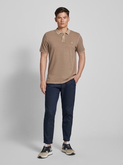 Marc O'Polo Regular fit poloshirt met labelstitching Beige - 1