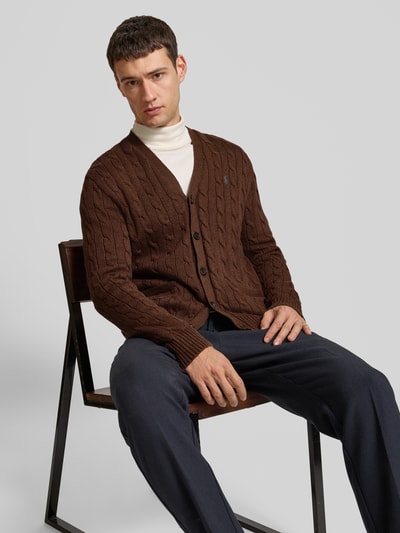 Polo Ralph Lauren Cardigan mit Zopfmuster Camel 2