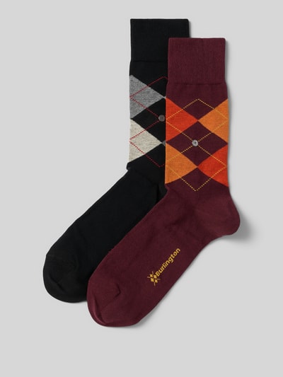 Burlington Sokken met grafisch motief in een set van 2 paar in cadeaubox Bordeaux - 1