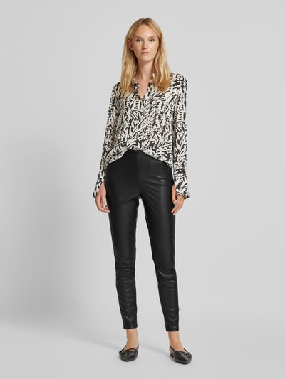 Vero Moda Spodnie o kroju slim fit z imitacji skóry z zaszewkami model ‘LANA’ Czarny 1