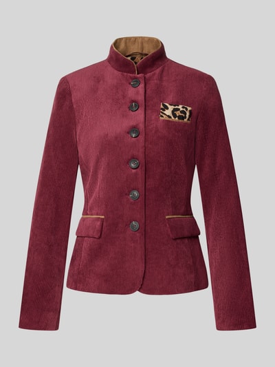 Produktfoto, Blazer in Cord-Optik van White Label in bordeaux met opgestikte borst- en klepzakken, staande kraag, knoopsluiting, fijne corduroy textuur
