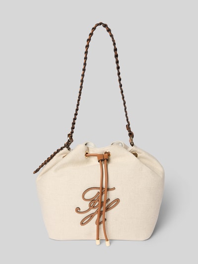 Produktfoto, Beuteltasche aus reinem Leinen von Tommy Hilfiger in Optik: Unifarben, Tunnelzug, Hauptfach, Logo-Applikation, Canvas-Material.