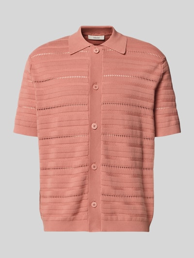 Produktfoto, Regular Fit Strickjacke aus reiner Baumwolle Modell 'PALLE' von SELECTED HOMME in Rosa, strukturierte Optik, Einreiher, kurzarm, Hemdkragen