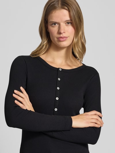 G-Star Raw Slim Fit Longsleeve mit Rundhalsausschnitt und Knopfleiste Black 3