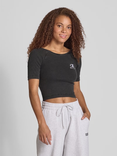 CHAMPION Fitted fit kort shirt met labelstitching Zwart - 4