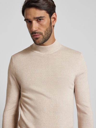 Christian Berg Men Gebreide pullover met turtleneck Zand gemêleerd - 3