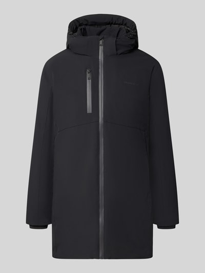Produktfoto, Regular Fit Parka mit Logo-Print von Lindbergh, elastyczna mieszanka materiałów, krój regular fit, nadruk z logo, kaptur z tunelem, kieszeń napoleońska, zamek błyskawiczny, Długość tyłu w rozmiarze M: 90 cm, szerokość ramion w rozmiarze M: 50 cm, szerokość klatki piersiowej w rozmiarze M: 58 cm, długość rękawów w rozmiarze M: 65 cm