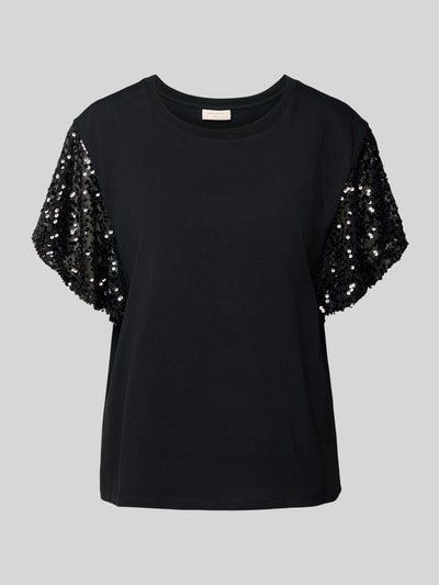 FREE/QUENT T-Shirt mit geripptem Rundhalsausschnitt Modell 'WINGS' Black 2