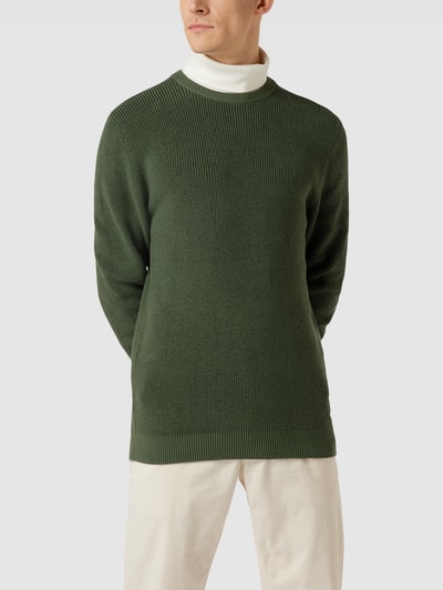 Christian Berg Men Strickpullover mit Label-Patch Grass Mel 4