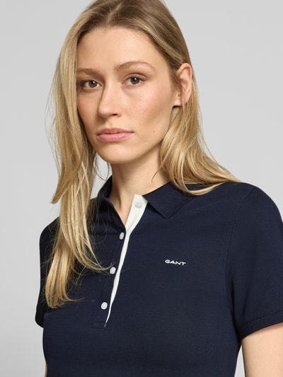 GANT slim fit poloshirt met labelstitching Marineblauw - 3