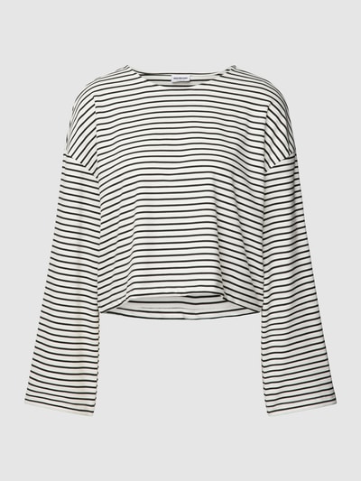 Noisy May Cropped Longsleeve mit Streifenmuster Modell 'MAISON' Weiss 2