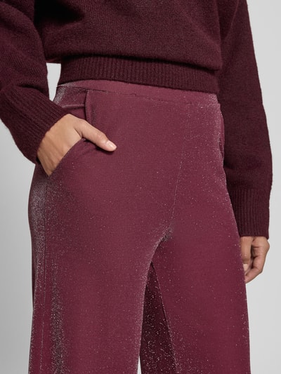 Vila Glanzende broek met elastische band, model 'ELEINAS' Prune - 3