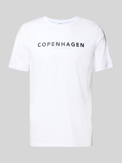 Lindbergh T-shirt met labelprint, model 'Copenhagen' Wit - 2