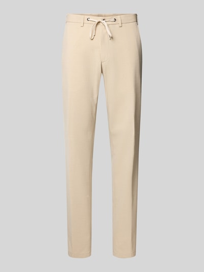 Produktfoto, Slim Fit Hose mit Tunnelzug von DIGEL aus beigem Material-Mix mit Woll-Anteil, Eingrifftaschen, Bundweite 45 cm, Innenbeinlänge 82 cm, Größe 50.