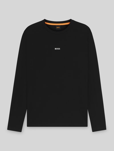 BOSS Orange Bluzka z długim rękawem o kroju regular fit z mieszanki bawełny, model „TCHARK” Czarny 2