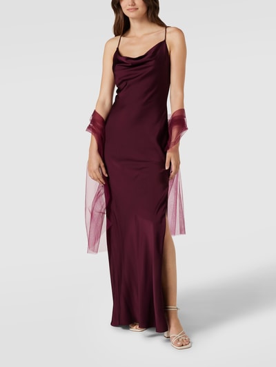 Unique Abendkleid mit Wasserfall-Ausschnitt Aubergine 1