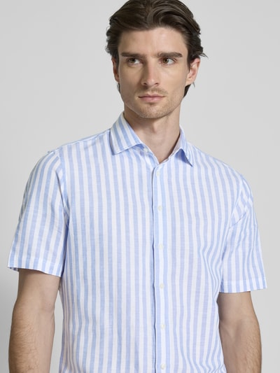 Jake*s Koszula lniana o kroju casual fit z rękawem o dł. 1/2 Błękitny 3