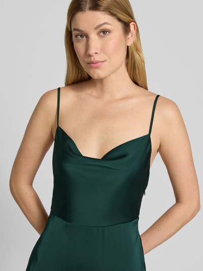 Vila Midikleid aus Satin mit Wasserfall-Ausschnitt Modell 'RAVENNA' Dunkelgruen 3