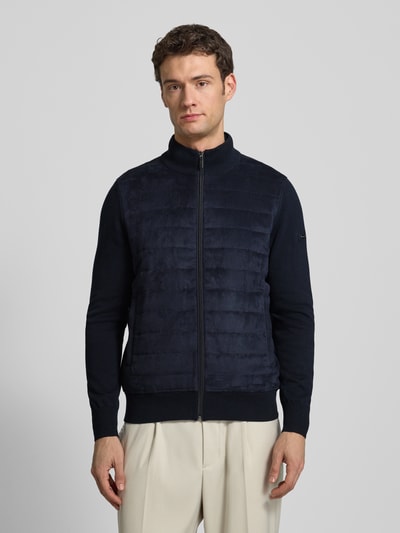 bugatti Strickjacke mit Stehkragen und Steppnähten Marine 4
