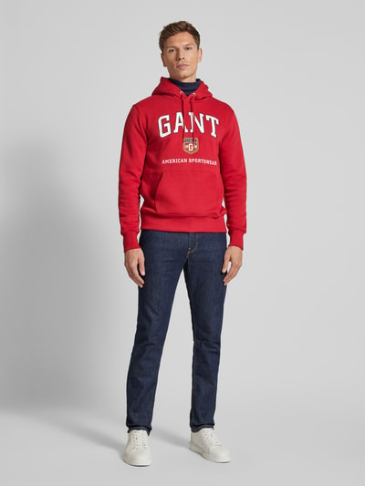 Gant Hoodie mit Label-Print Rot 1