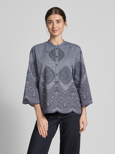 Luisa Cerano Relaxed Fit Bluse mit 3/4-Arm Jeansblau 4