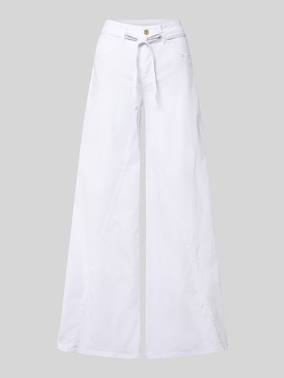 Produktfoto, Wide Fit Jeans mit Zierschleife von MAC, białe jeansy, elastyczna mieszanka bawełny, 5 kieszeni, zapięcie na guzik i zamek błyskawiczny, szerokość w rozmiarze 36/32: 38 cm, długość wewnętrzna nogawki w rozmiarze 36/32: 82 cm