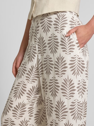 Apricot Spodnie materiałowe z szeroką nogawką i tkanym wzorem Szarobrązowy 3