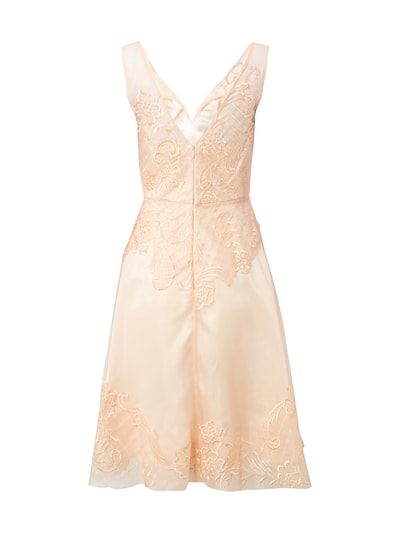 Niente Cocktailkleid aus Organza mit Stickereien Apricot 3