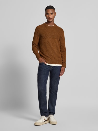 Brax Gebreide pullover met ribboorden, model 'Rick' Camel - 1