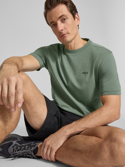 BOSS Green Regular fit T-shirt van katoenmix, model 'TEE' Lindegroen - 3