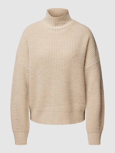 Jake*s Casual Strickpullover mit Stehkragen und überschnittenen Schultern Sand Melange 2