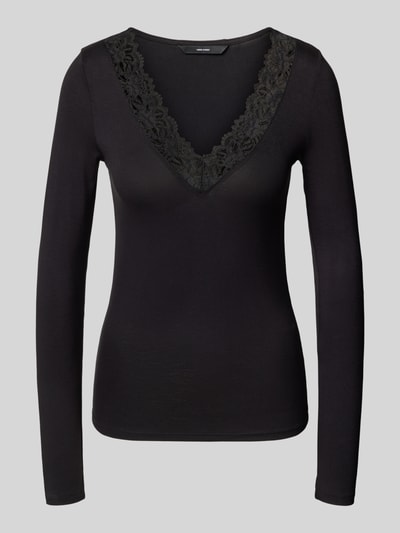 Vero Moda Regular Fit Langarmshirt aus Viskose-Mix Modell 'ROSA' Black 2